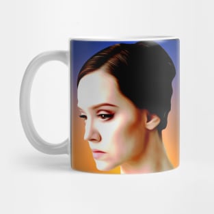 vintage pop art culture  blue and orange blend women portrait Mug